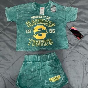 Stranger Things Green Tie-Dye T-Shirt and Shorts Set